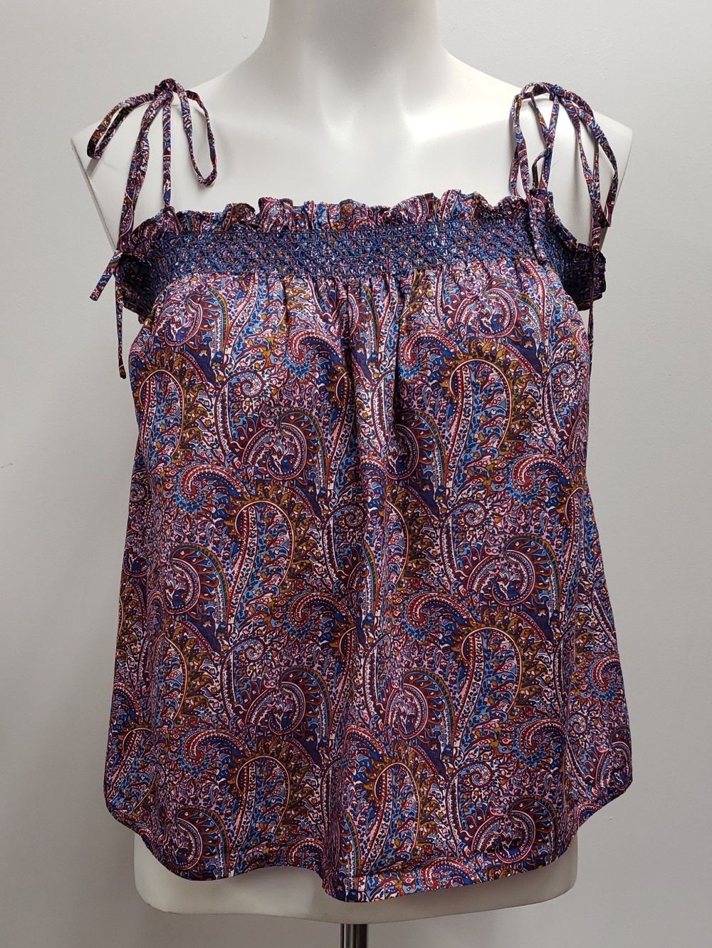 J.CREW Liberty Fabric Women's XS Paisley Print Sleeveless Top Adjustable Straps